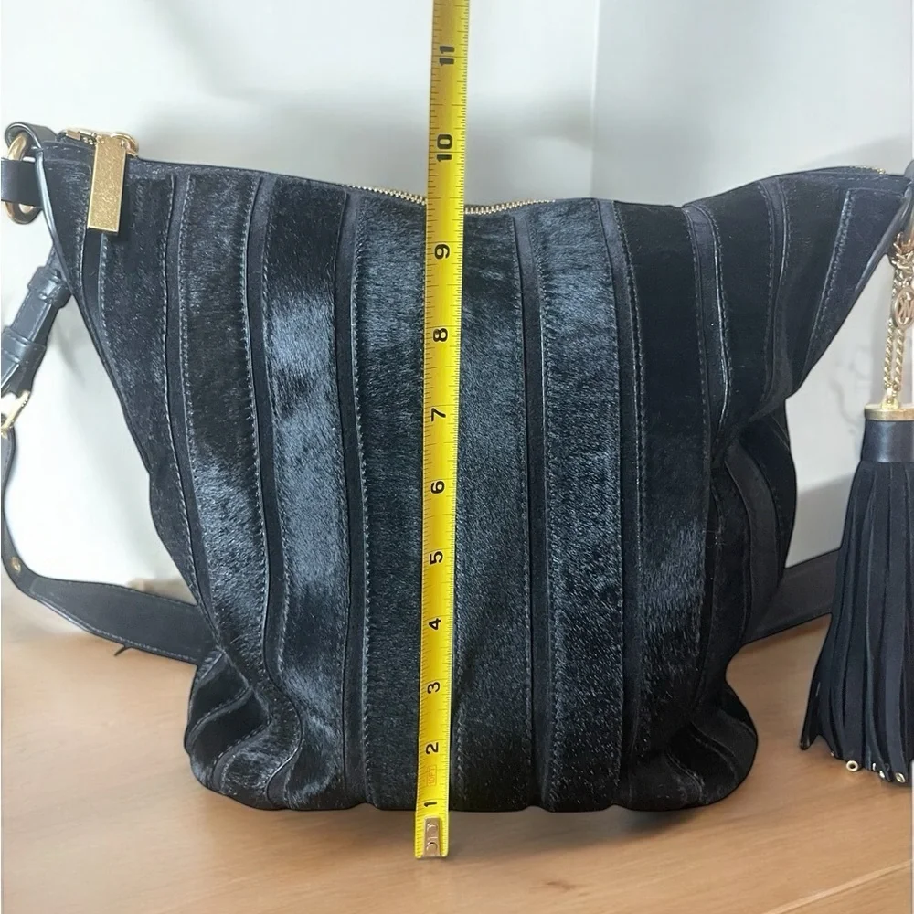 Michael Kors Black Brooklyn Applique Haircalf Feed Bag Purse with Dust Bag - Picture 9 of 15